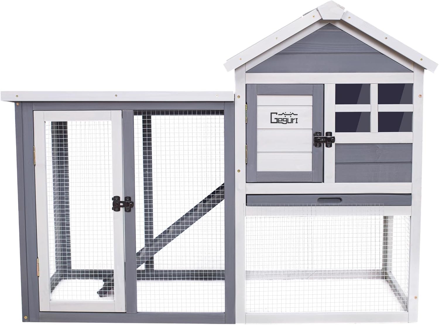 GEGURI Jaula de Conejo para Interiores y Exteriores, Jaula de Conejo con Techo Impermeable, Bandeja extraíble, Valla Resistente a los Depredadores