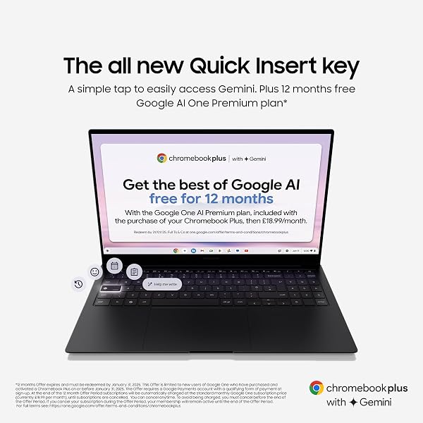 Samsung Galaxy Chromebook Plus Gemini AI Laptop, i3 Processor, Built in Gemini Quick Insert Key, 8GB Memory RAM 256GB Storage, Neptune Blue - 4