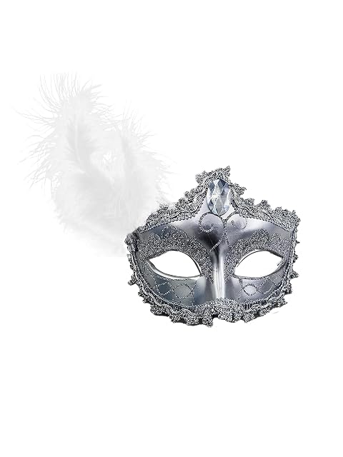 Máscara de Carnaval de Pluma Colombina, Antifaz Veneciana con Brillantina y Plumas Suaves