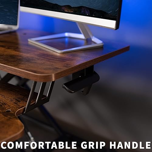 Miniatura 7 de VIVO - Convertidor de escritorio de 32 pulgadas, Serie K, elevador ajustable de altura para sentarse y pararse, estación de trabajo para dos