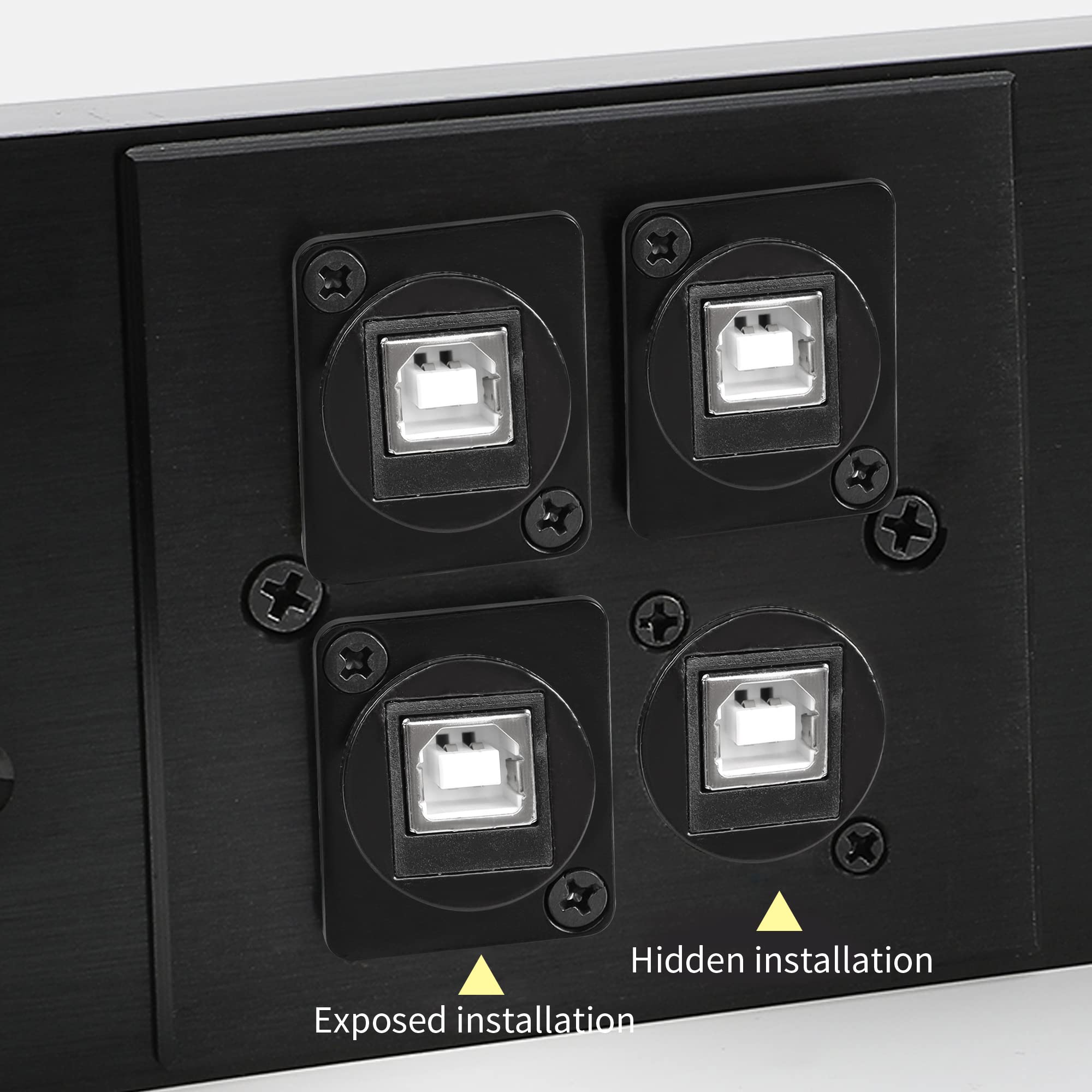 QIANRENON USB B naar USB 2.0 Rechthoekige Panel Print Adapter USB B Vrouwelijk naar USB 2.0 Vrouwelijke Vaste Mount Data Connector, Gemonteerd op Desktop, Apparaat Board, voor Printer Scanner Fax