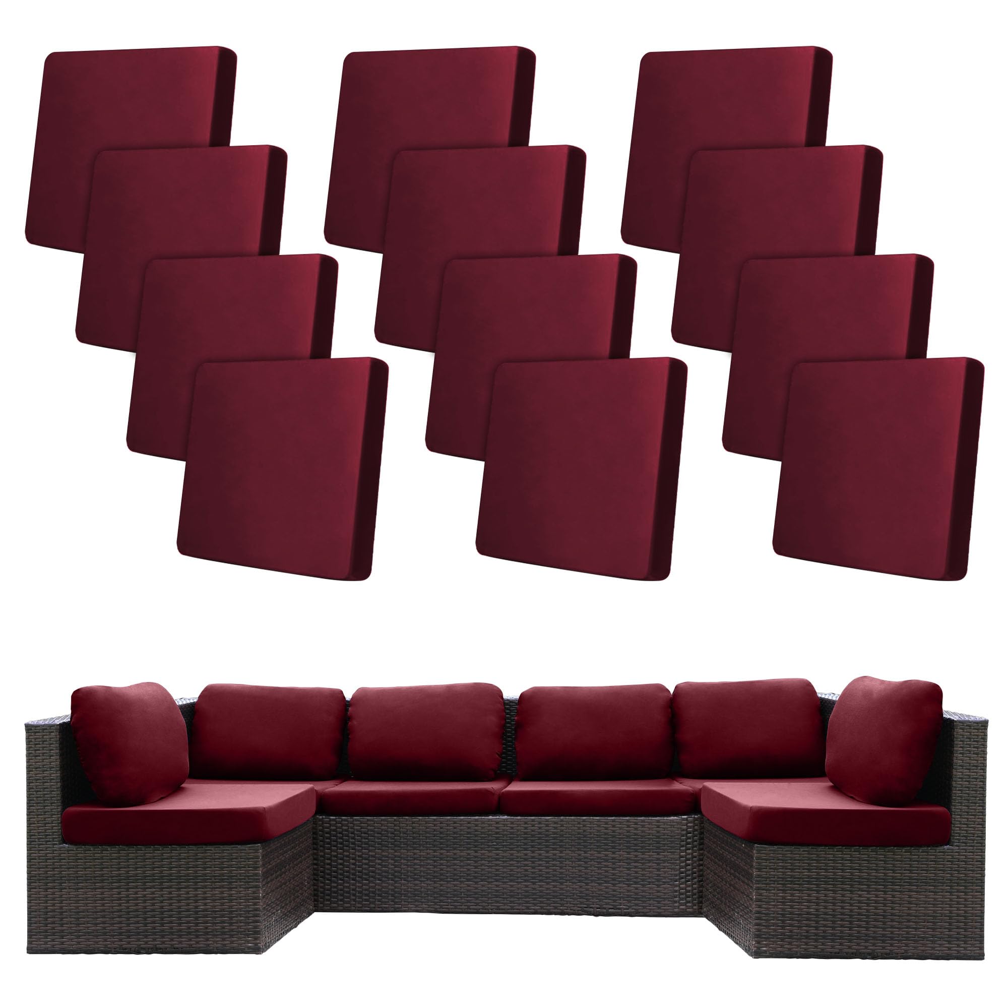 12 Pcs Outdoor Cushion Covers, Patio Sofa Cushion Covers Replacement