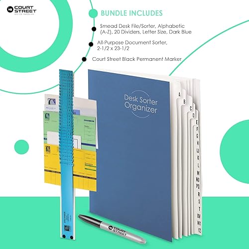 Miniatura 2 de C-Line - Tira clasificadora de documentos multiusos, azul, 2.5 x 23.5 pulgadas, clasificador azul y de escritorioarchivos, tamaño carta, azul