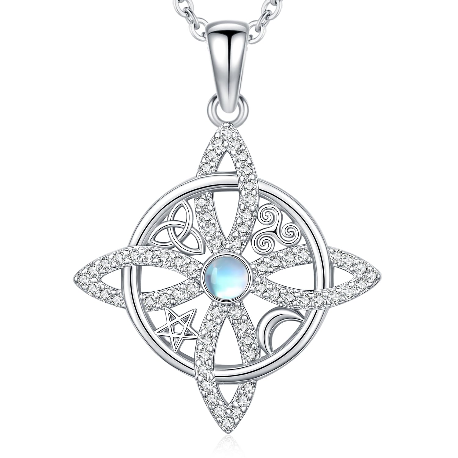 Keltische Halskette Damen Silber 925 Hexenknoten Anhänger Schmuck für Frauen