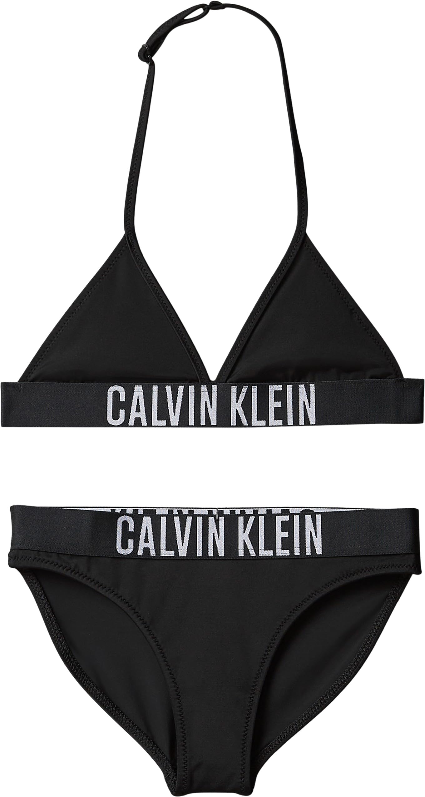 Calvin Klein Girls’ Triangle Bikini Set with Logo, Black (Pvh Black), 14-16 Years