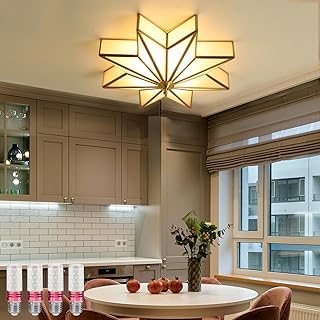 Antique Brass Flush Mount Ceiling Light Star Shaped Ceiling Lighting Fix...