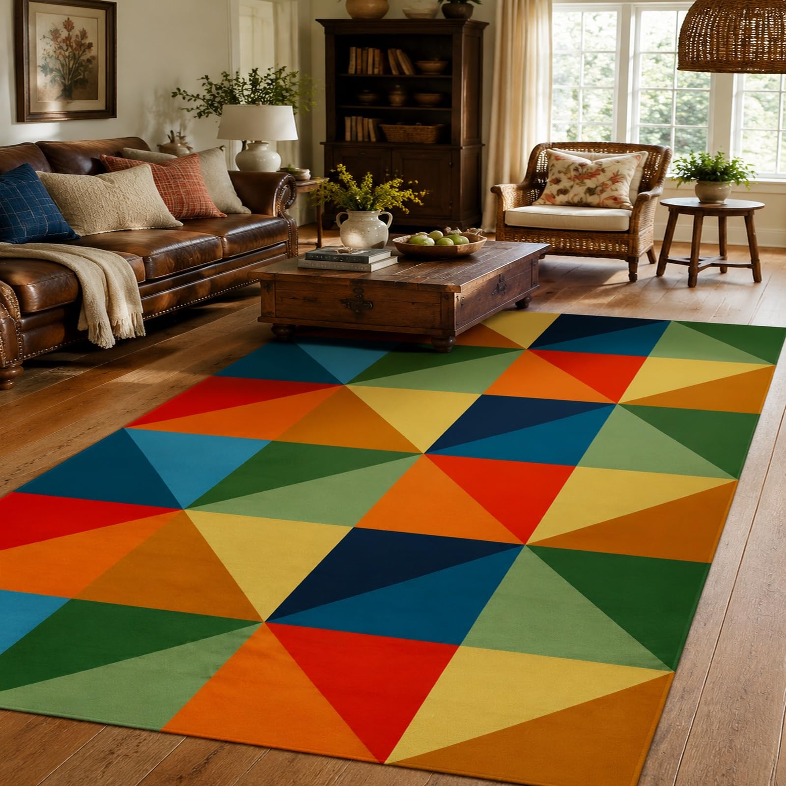 Tapis géométrique moderne rectangular 200x300 pour réchauffer un grand salon