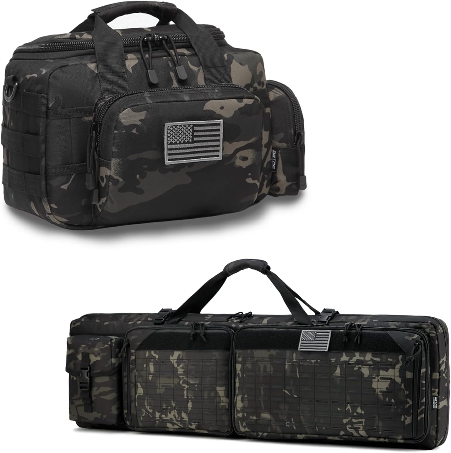 DBTAC Tactical Double Rifle Bag + Tactical Range Bag Small (Black Camo)
