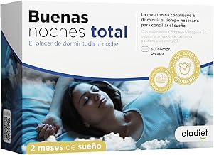 GOOD NIGHT TOTAL - CLINICAL STUDY Double Action - Sleep Well Quickly and Prolonged Sleep, Insomnia - With Melatonin, Valerian Forte, Passionflower, Vitamin B3 and B6 | 60 BiLayer Tablets ELADIET