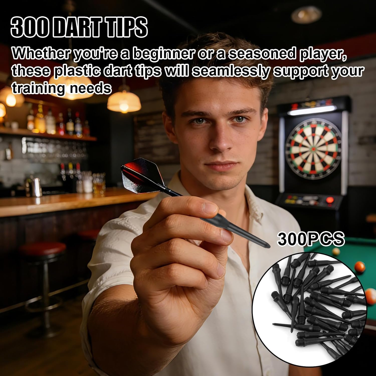 300pcs 2BA Thread Soft Tip Dart Points, Plastic Dart Tips Replacement for Professional & Beginner Players