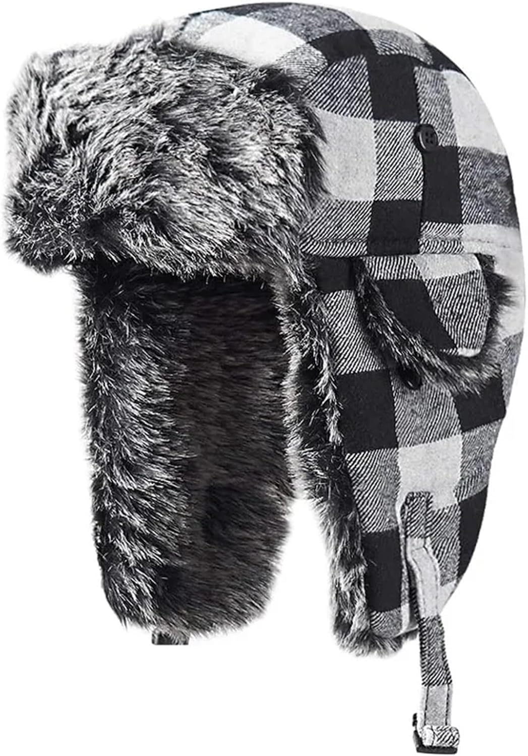 Trapper Hat Plaid Aviator Trapper Outdoor Keep Warm Trooper Ear Flaps Hats Cold Weather for Women Men