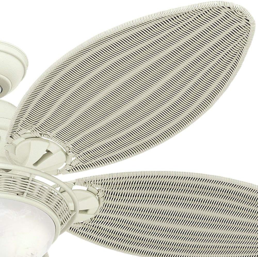 Hunter Indoor Ceiling Fan with light and pull chain control - Caribbean Breeze 54 inch, White, 54094