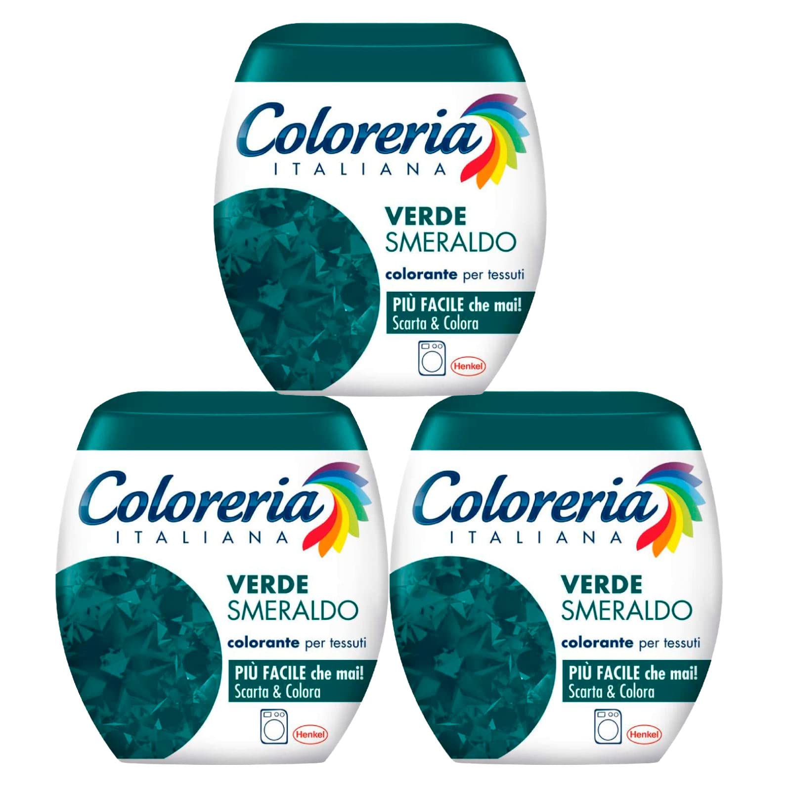 Grey Coloreria Italiana Colorante per Tessuti per Lavatrice Colore Verde Smeraldo Ravviva o Cambia il Colore dei Capi - 3 Confezioni Monodose