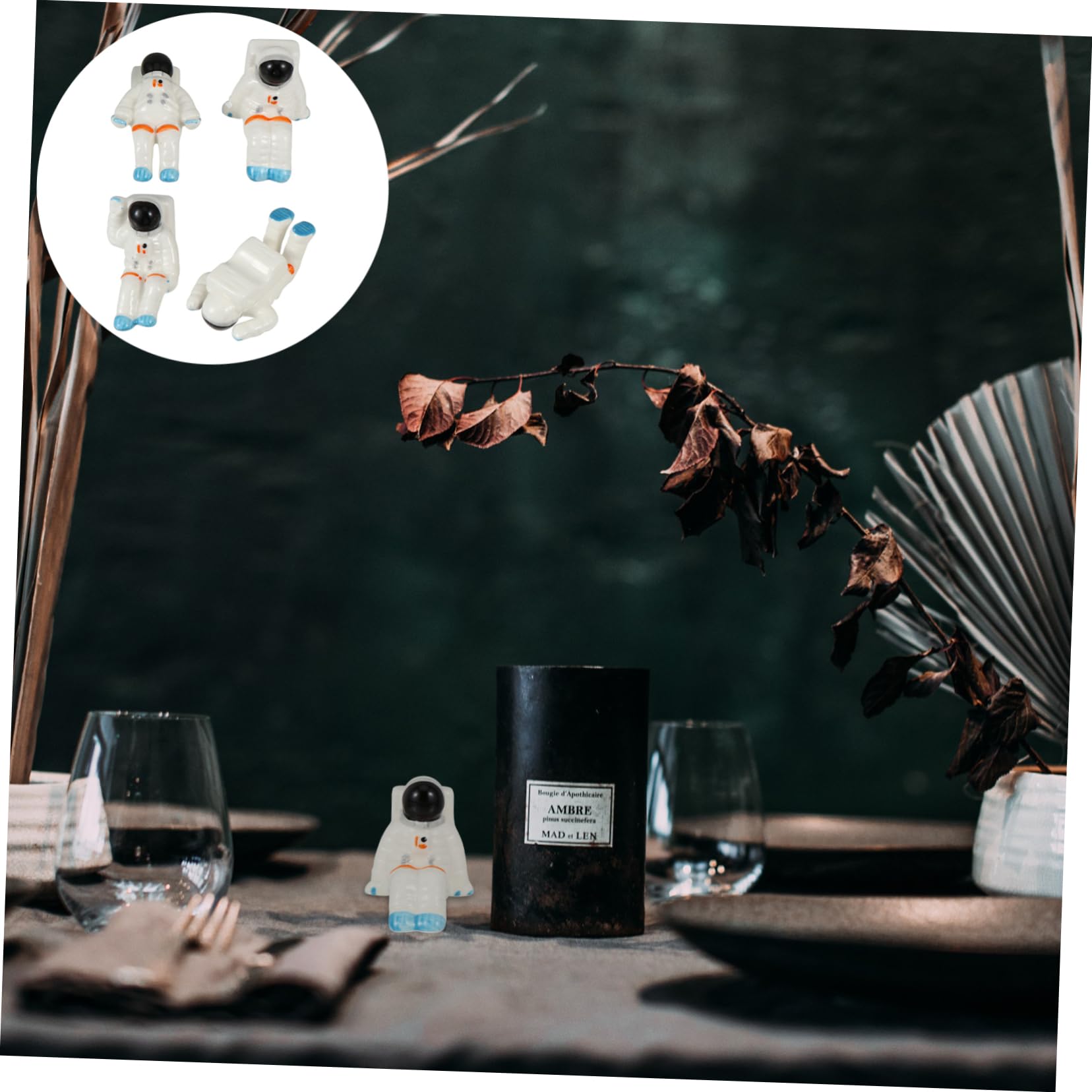 GRIRIW 4Pcs Astronaut Shaped Chopsticks Holder Ceramic Tableware Stand Utensil Rest for Chopsticks Spoons and Forks Lightweight and Compact Design for Dining Table