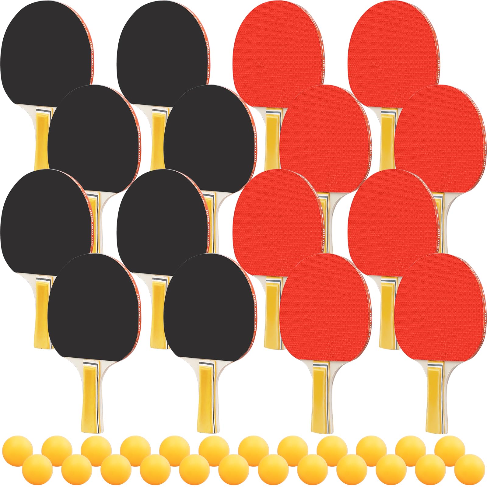 Ping Pong Paddles Set with 16 Rackets & 24 Balls, Table Tennis Bat Bulk