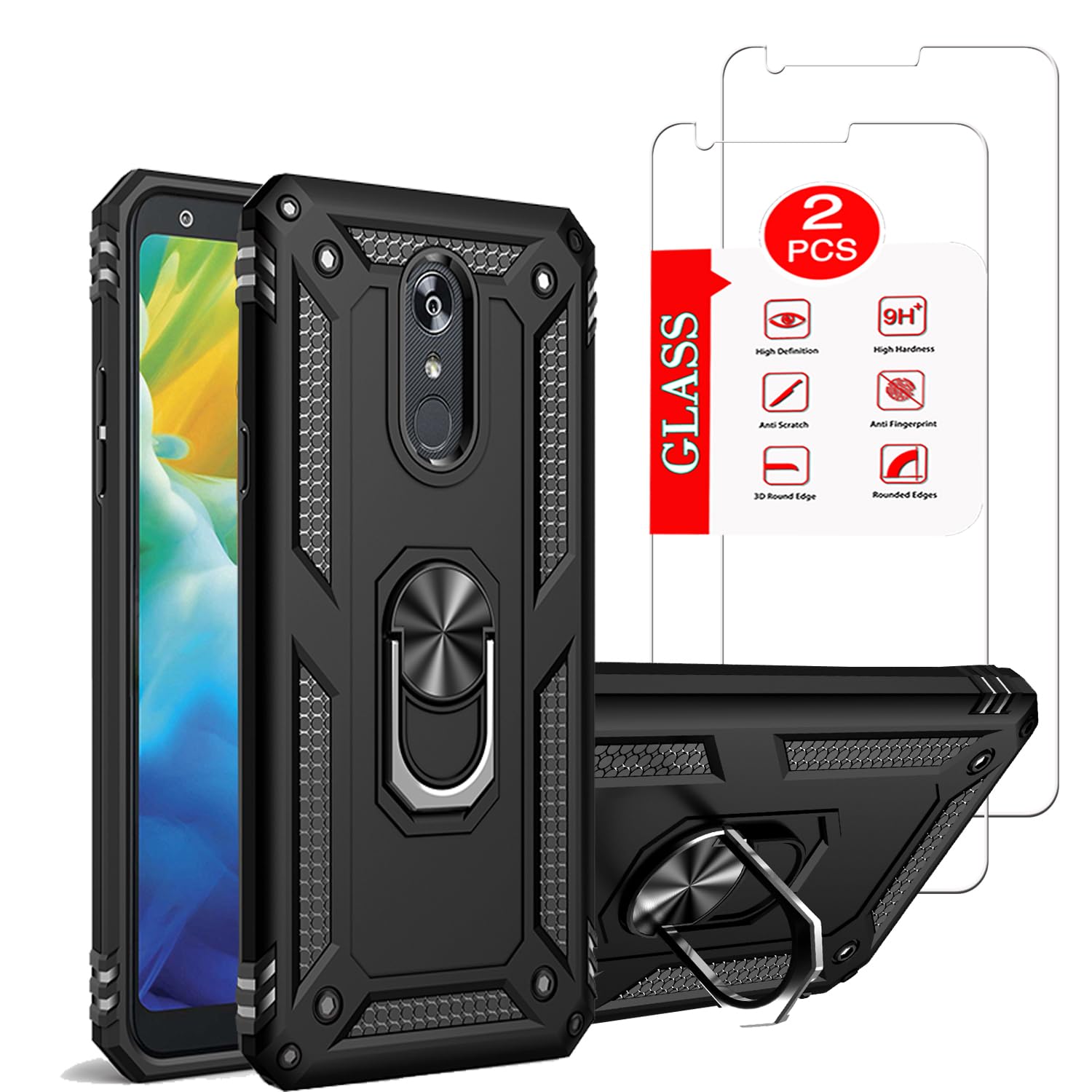 Anvzle for LG Stylo 5/Stylo 5 Plus/Stylo 5V/Stylo 5X Case with [2 Pack] Tempered Glass Screen Protector, for LG Stylo 5 Heavy Duty [Military-Grade]