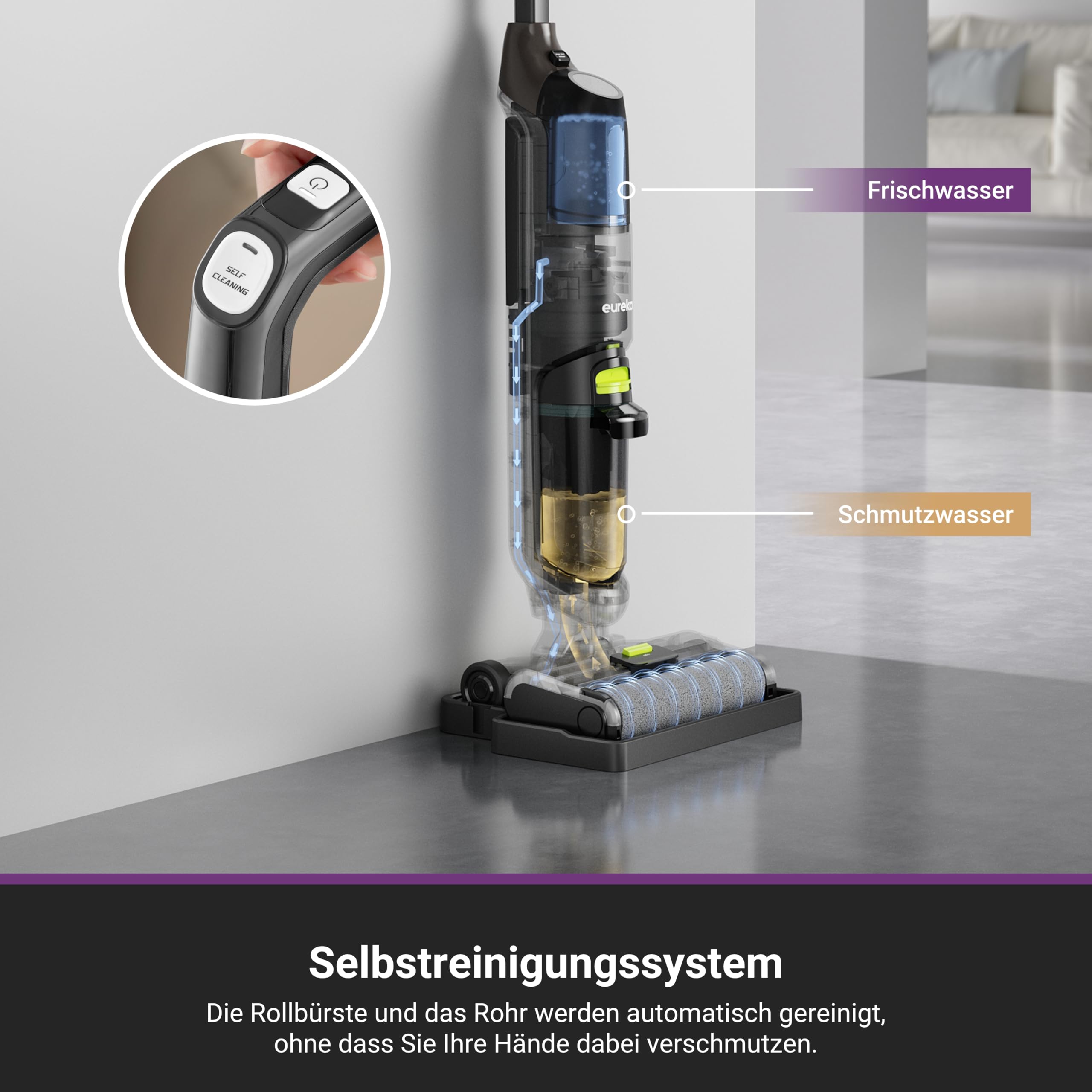 Eureka NEW400 Gen2, Nass-& Trockensauger, Selbstfahrender Nass- und Trockensaugervereinfacht, Staubsauger mit Wischfunktion, Saugwischer