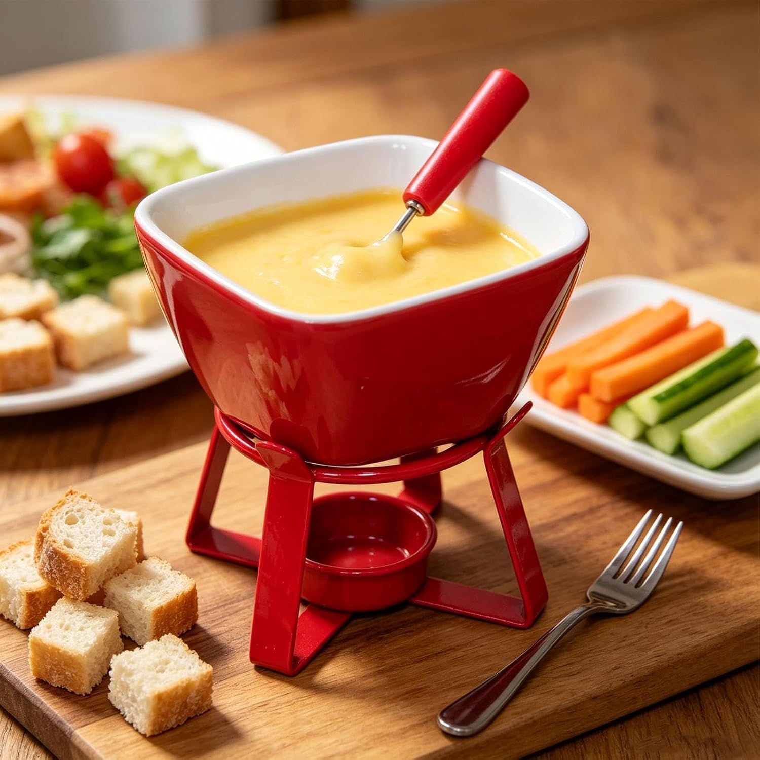 Fondue Pot, Candy Melting Fondue Warmer Set, with Fork and Rack Included