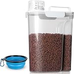 TIOVERY Contenant pour aliments pour chiens, 5-7 Lbs Contenant alimentaire hermétique pour animaux de compagnie, Distributeur de contenants pour aliments de chats avec poignée portable, Spout de verser et 4 Boucles de phoque pour chiens Chats 2 Emballage gris