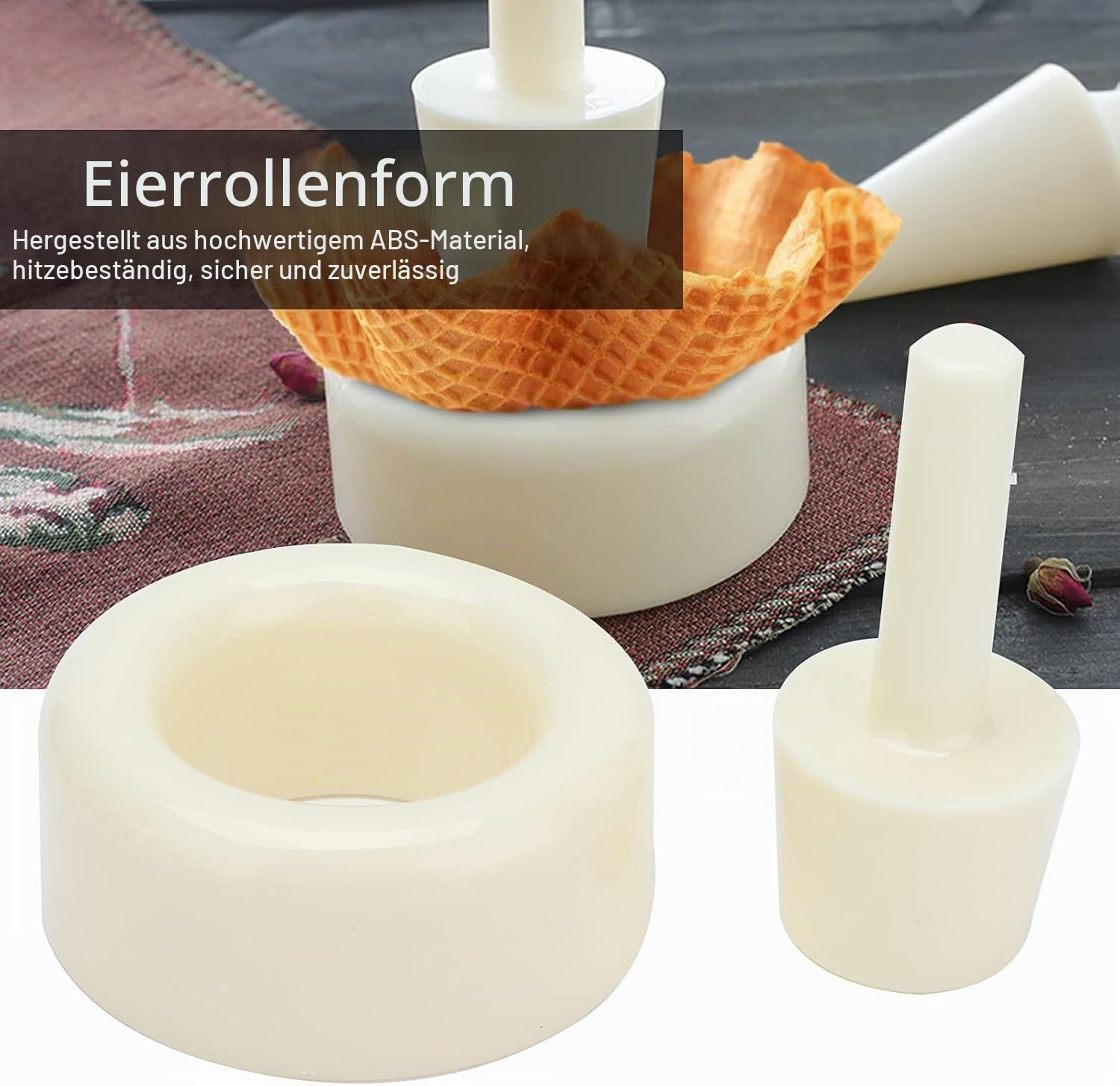2 Stück Knuspriger Waffelkegelhersteller, Plastik Eismaschine Kegelwalze Formwerkzeug Waffelkegel Shaper Gebäck Eis Waffel für Küche