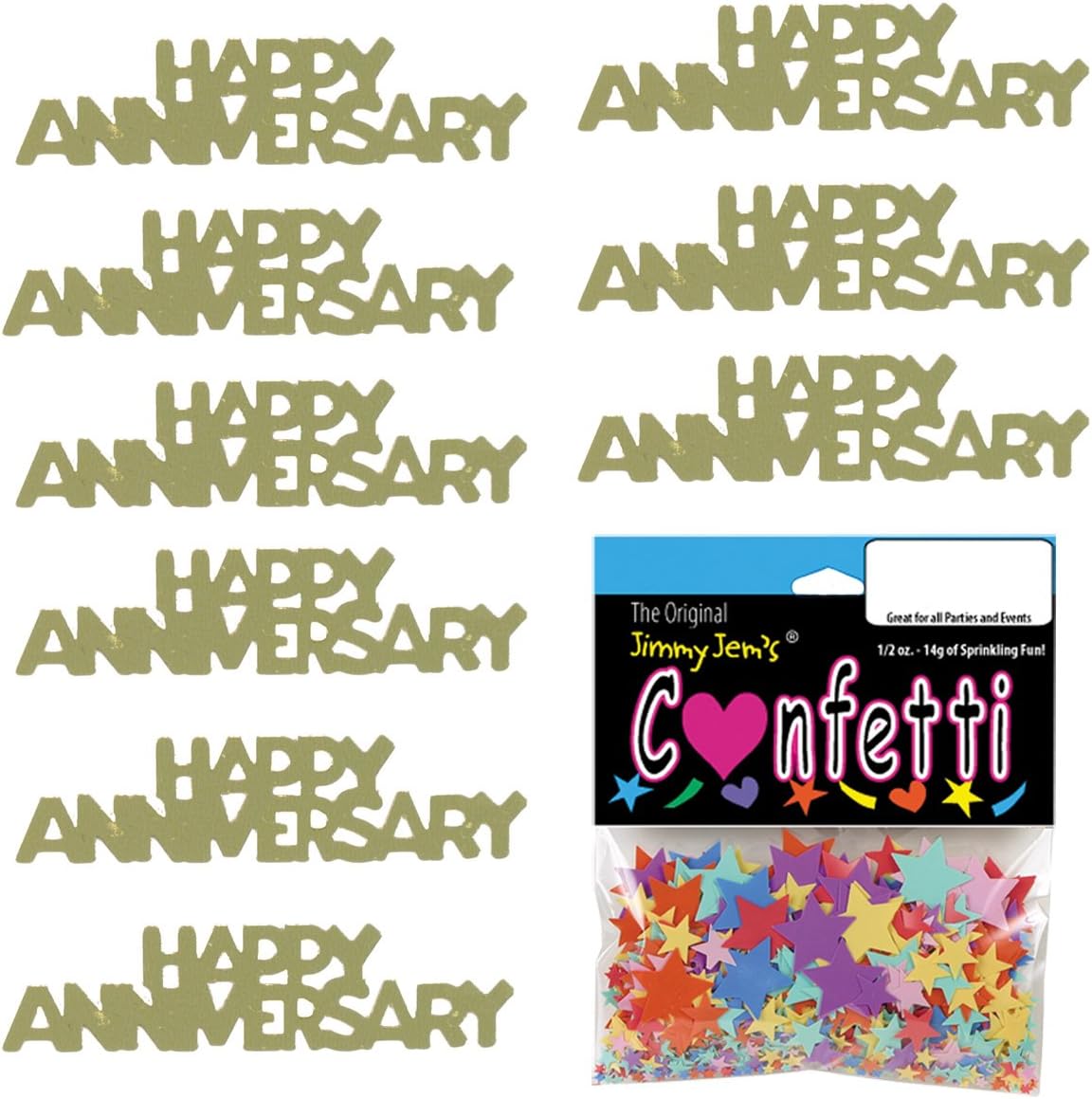 Confetti Word HAPPY ANNIVERSARY Gold - Retail Pack #7860 QS0