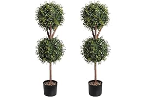 39 Inch Set of Two Artificial Boxwood Topiary Trees