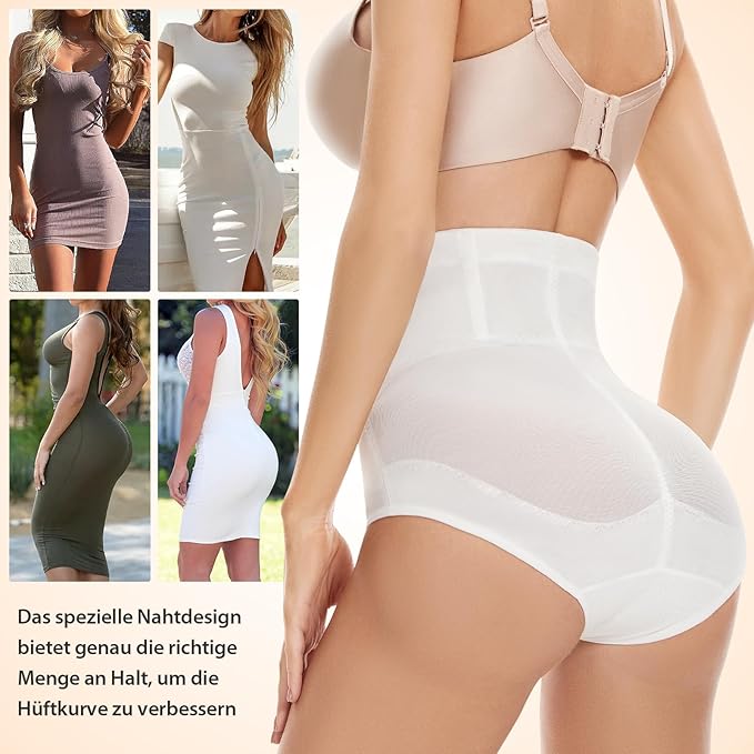 WOWENY Buikweg-onderbroek voor dames, shapewear, korsetbroek, buikweg, sterk vormende tailleslip, buikweg, string, hoge taille, taillevormen, ademend, getailleerd slip, huidskleur, L