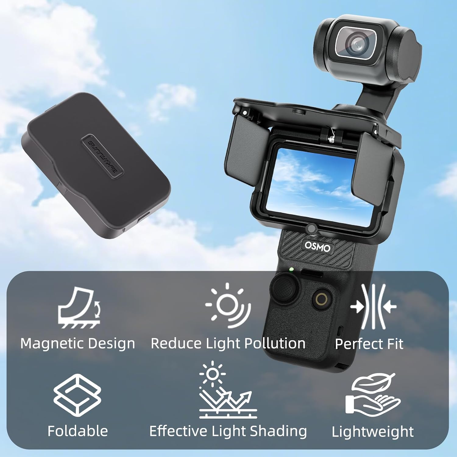 Screen Sun Hood for DJI Osmo Pocket 4P/ Pocket 4 3,Foldable Protective Sunshade Cover Case Sun Visor for Outdoor Shooting