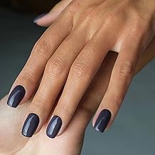 Ceboic 24 Pieces False Nails Short Square French Color Pure Press on Nails Natural Artificial Nails Full Coverage Acrylic False Nails to Glue for Women and Girls – Navy Blue