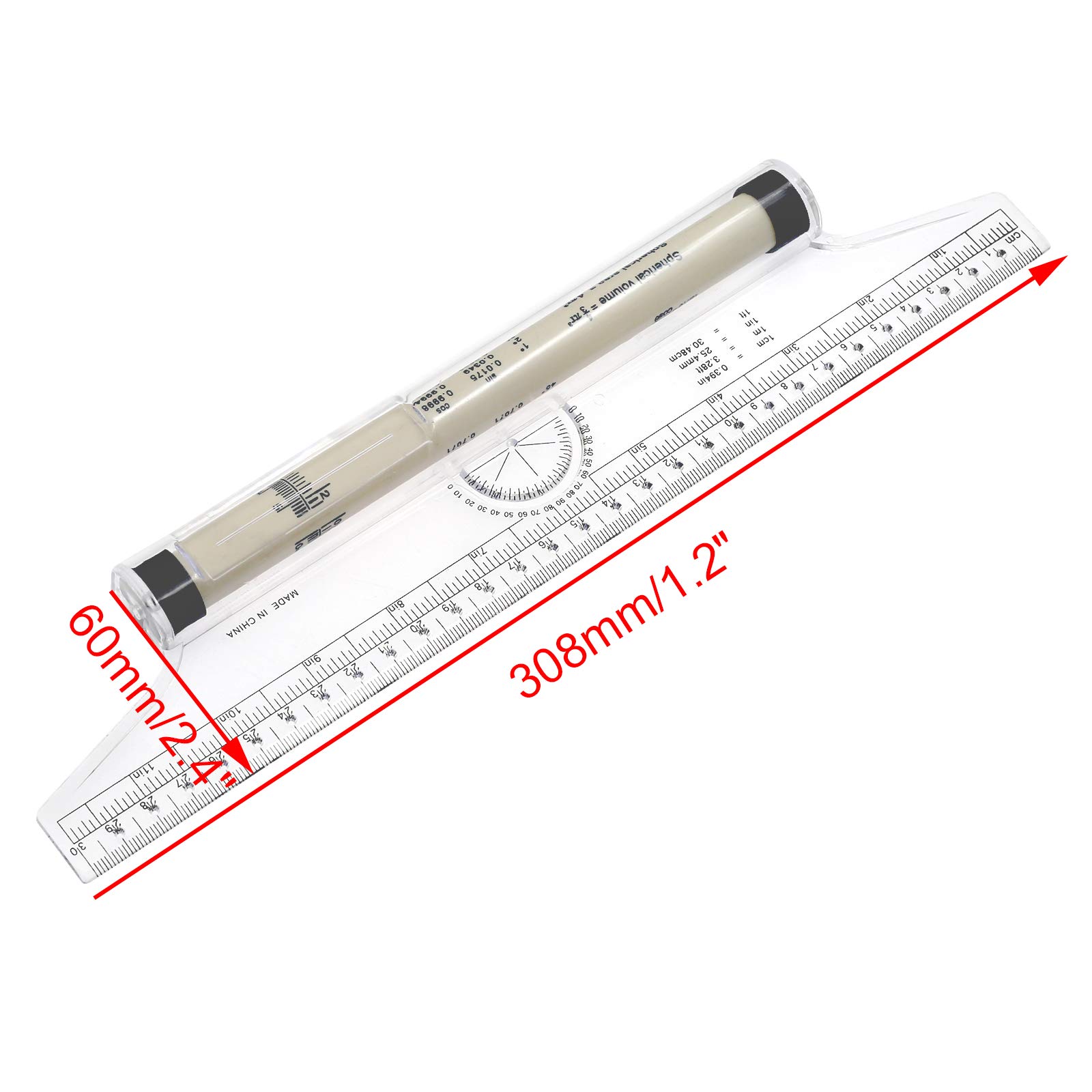 BokWin 12 Inch Measuring Rolling Ruler, Drawing Roller Ruler, Parallel
