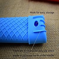 Vista 7 de MroMax Soporte de silicona con asa caliente de 6.1 pulgadas, agarradera antideslizante resistente al calor, para ollas de hierro fundido, woks, Negro