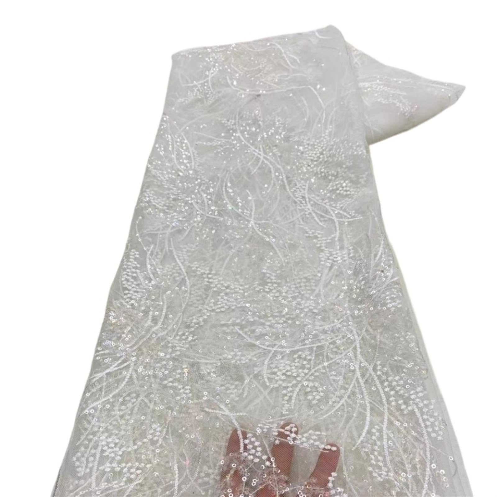 Tela de encaje de lujo con lentejuelas para vestidos de novia de alta costura, 5 yardas 1