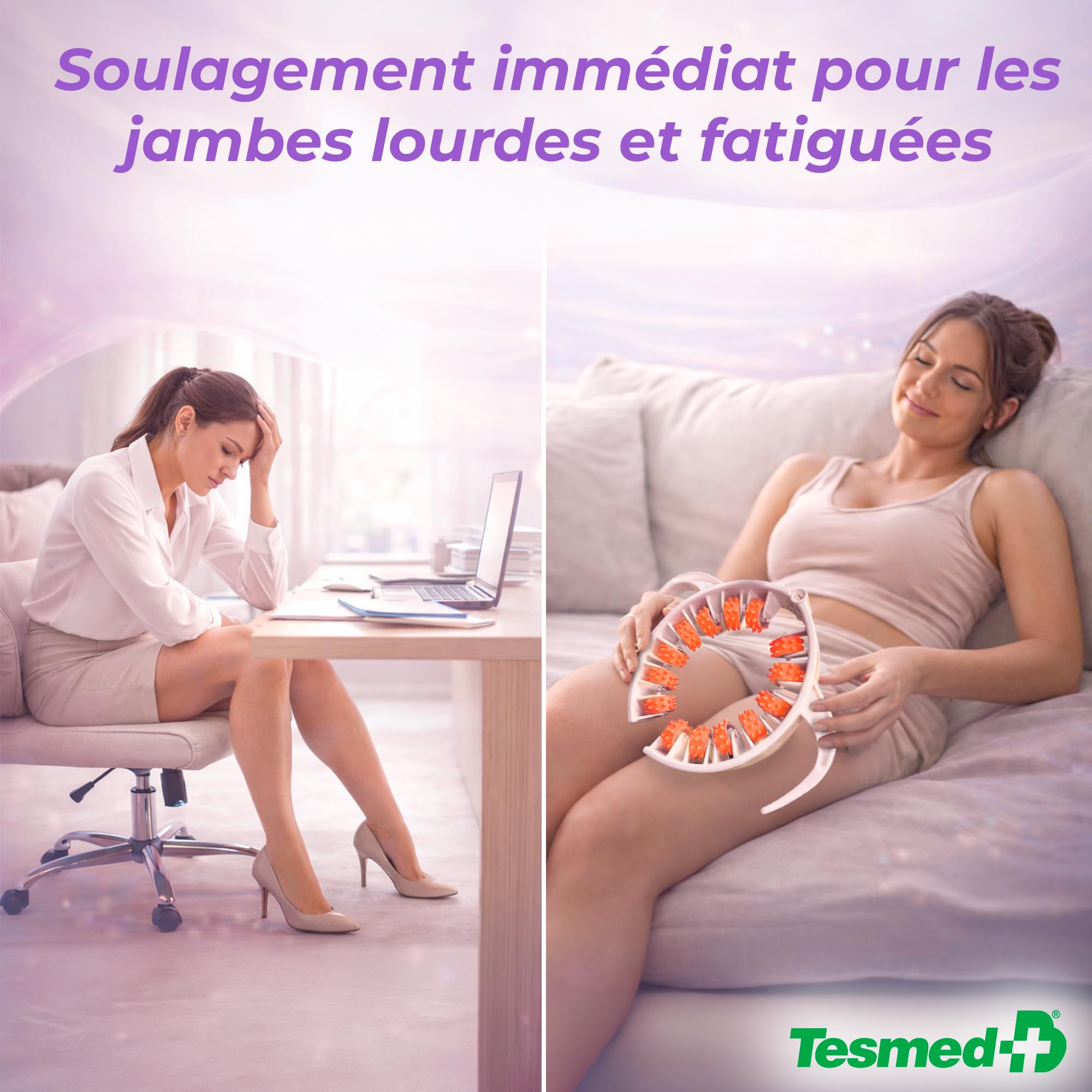 TESMED Appareil de massage anti-cellulite Cellulite Smooth avec rouleaux brevetés – Effet de drainage lymphatique pour peau d’orange et jambes lourdes – Raffermissement et modelage du corps – Fabriqué