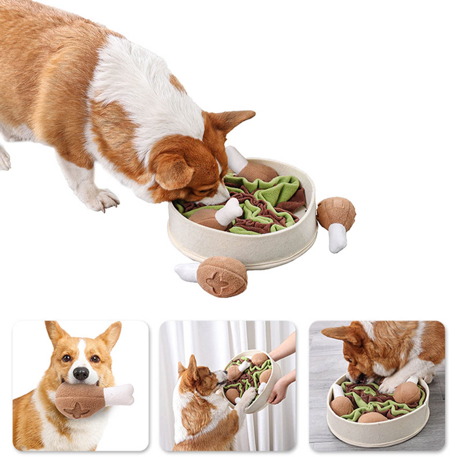 Pet PuzzleFeeder Puzzle dla psa Gryzak dla psa Piszcząca zabawka dla psa Snuffle Toy Powolne karmienie Pluszowy pies Piszcząca zabawka Interaktywna zabawka dla zwierząt Gryzak dla psa Piszcząca zabawk