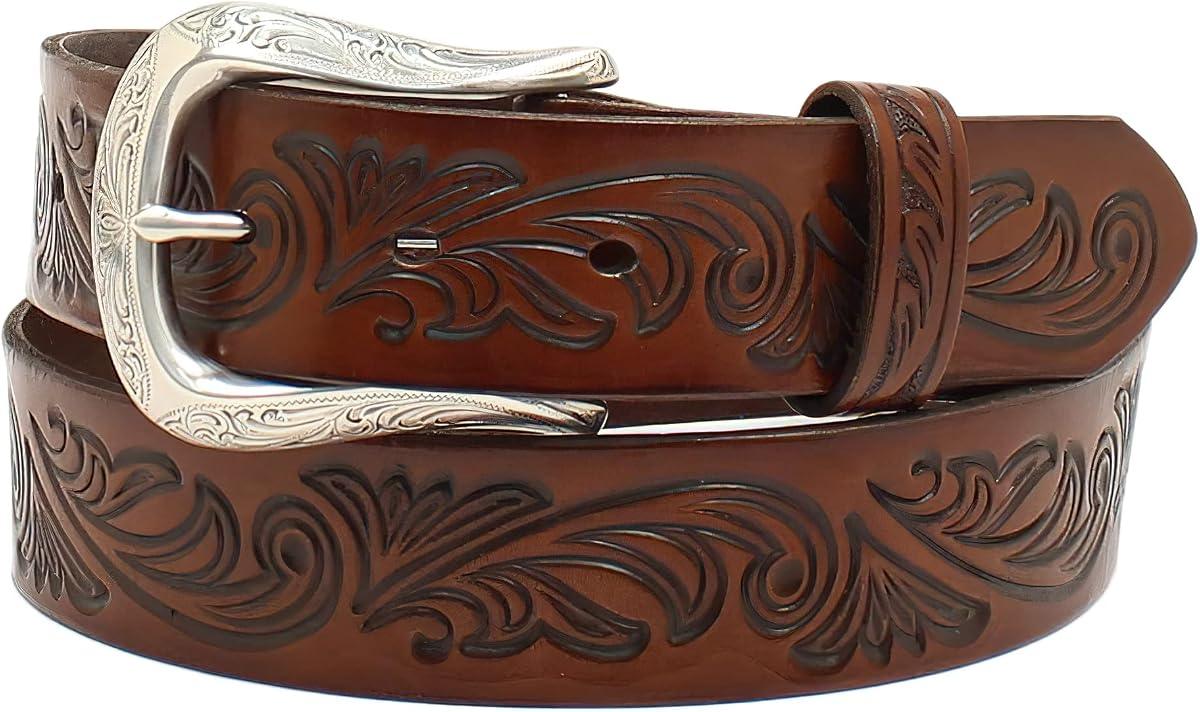 ARIAT Ladies Belt with Floral Embossing, Interchangeable Buckle