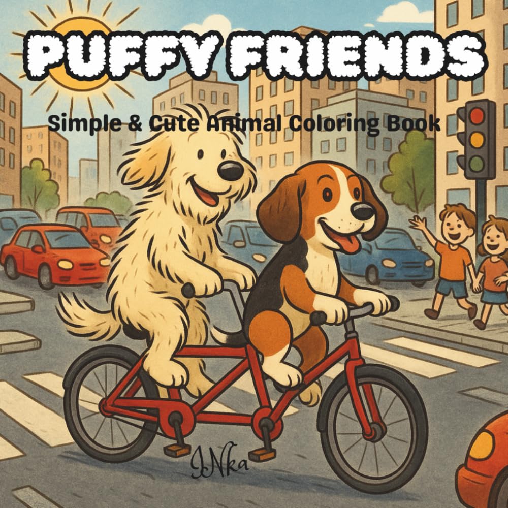 PUFFY FRIENDS Simple & Cute Animal Coloring Book