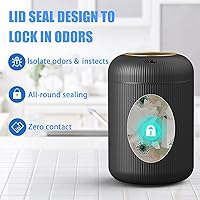 Vista 3 de URALFA - Cubo de basura con sensor de movimiento y tapa, 3 galones / 11 L, cubo de basura automático para baño, cubo de basura sin contacto, cubo