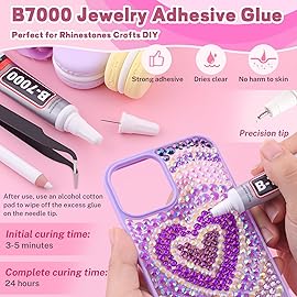 20000Pcs Purple Rhinestones for Bedazzling with 1Pcs B7000 Jewelry Glue, Resin Rhinestones for Crafting Crafts DIY, Bedazzler Kit Gems for Clothing Shoes Tumblers Nail Art Assorted Size 3/4/5/6mm