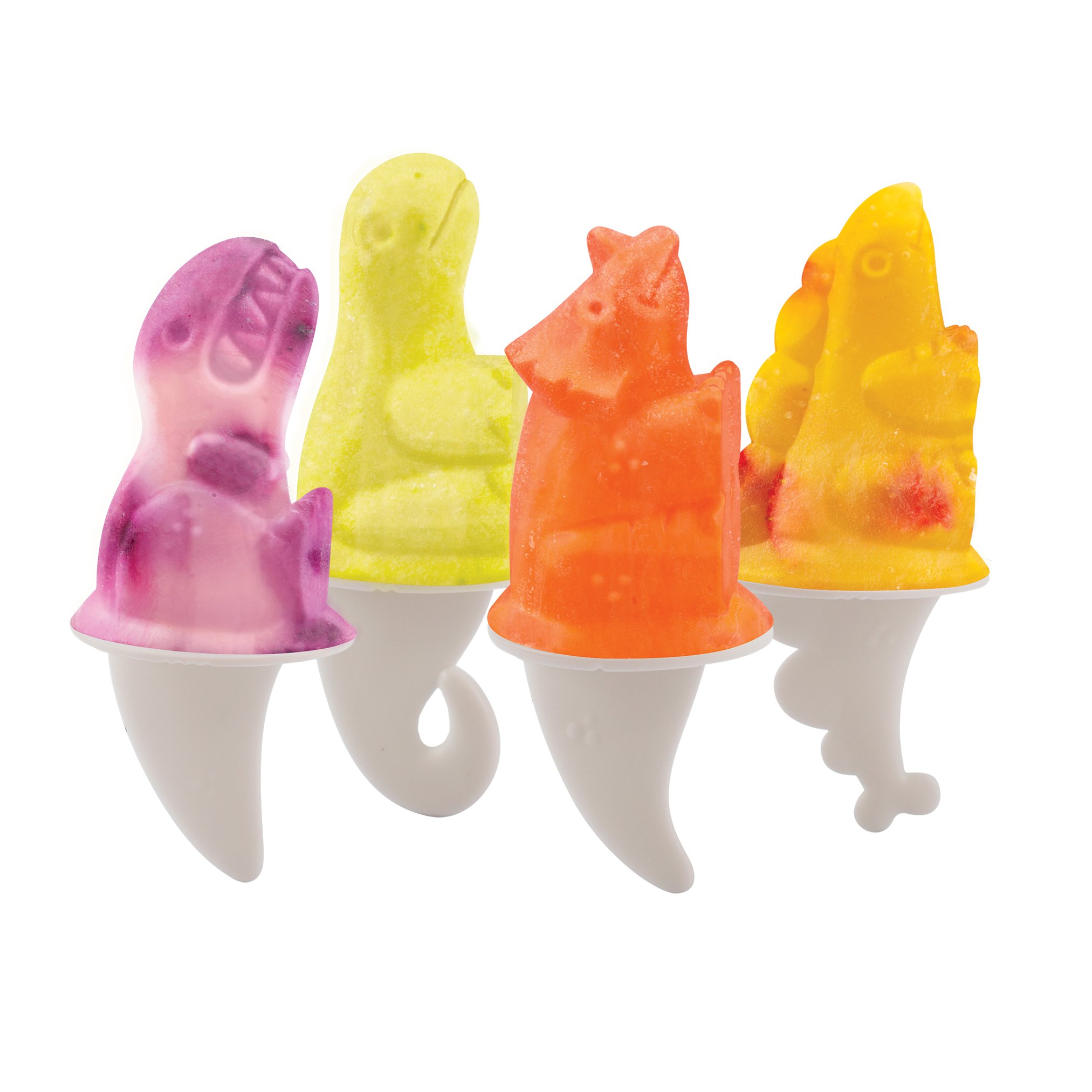 Tovolo Silicone Popsicle Molds with Sticks (Dino) - Ice Pop Molds with 4 Cavities for Homemade Flavored Ice Pops & Frozen Snacks - Popsicle Maker with Drip-Guards, Dishwasher Safe & BPA-Free