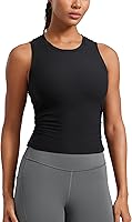 CRZ YOGA Cloudweight Women's Ruched High Neck Tank - Ultra Soft, Lightweight Yoga Workout Top, Sweat-Wicking Fitted Shirt