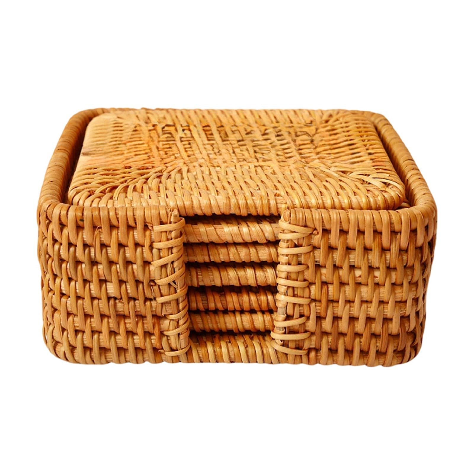 Sous-verres en rotin avec coussin de bol isolant, I J