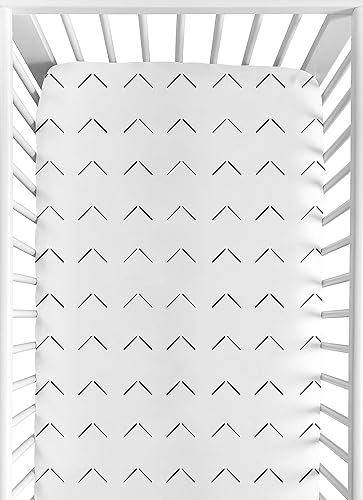 Miniatura 1 de Sweet Jojo Designs Sábana bajera ajustable para cuna, color blanco y negro, para bebé o niño pequeño, bohemio, tribal del suroeste, cheurón