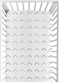 Sweet Jojo Designs White and Black Boho Arrow Boy Girl Fitted Crib Sheet Baby or Toddler Bed Nursery - Black and White Bohemian Tribal Southwest Chevron Geometric Herringbone Woodland Gender Neutral