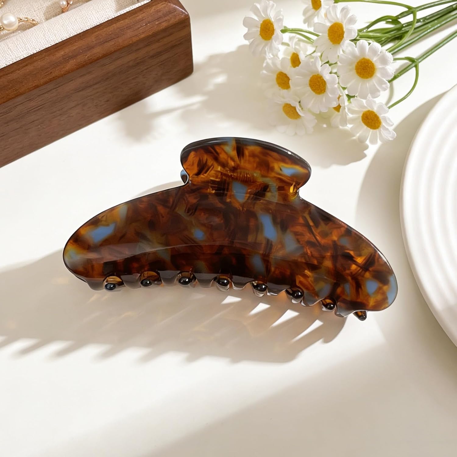 4.1 Inches Large Claw Clips for Women Acetate Claw Clip Set Big Tortoise Shell Claw for Thick Hair Premium Durable Non-Slip Strong Claw Clips - Image 8