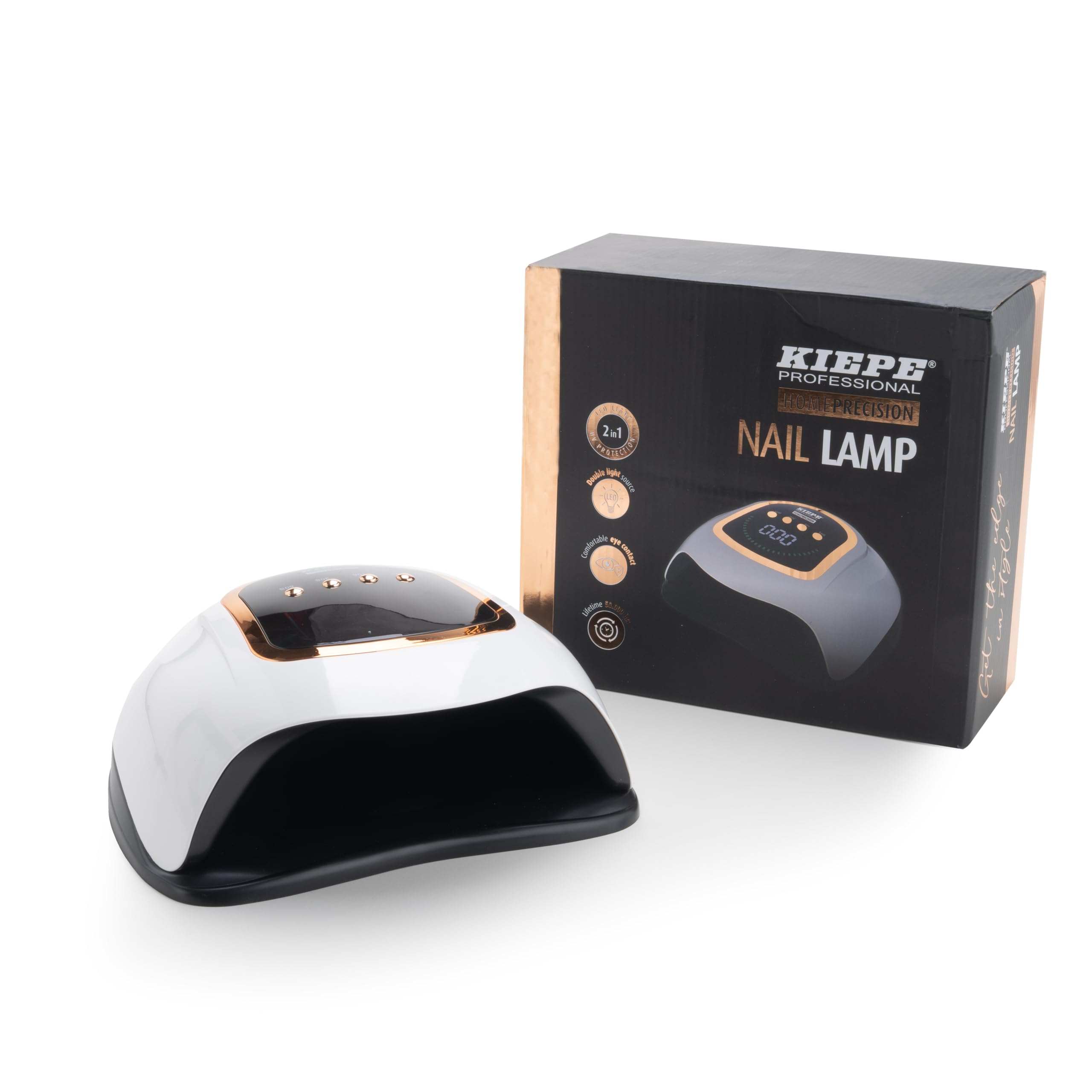 Kiepe 14199 Lampada professionale LED per unghie – 72 W, 42 LED, modalità Comfort-Heat, display digitale e guanti protettivi per gel UV/gel/costruttori