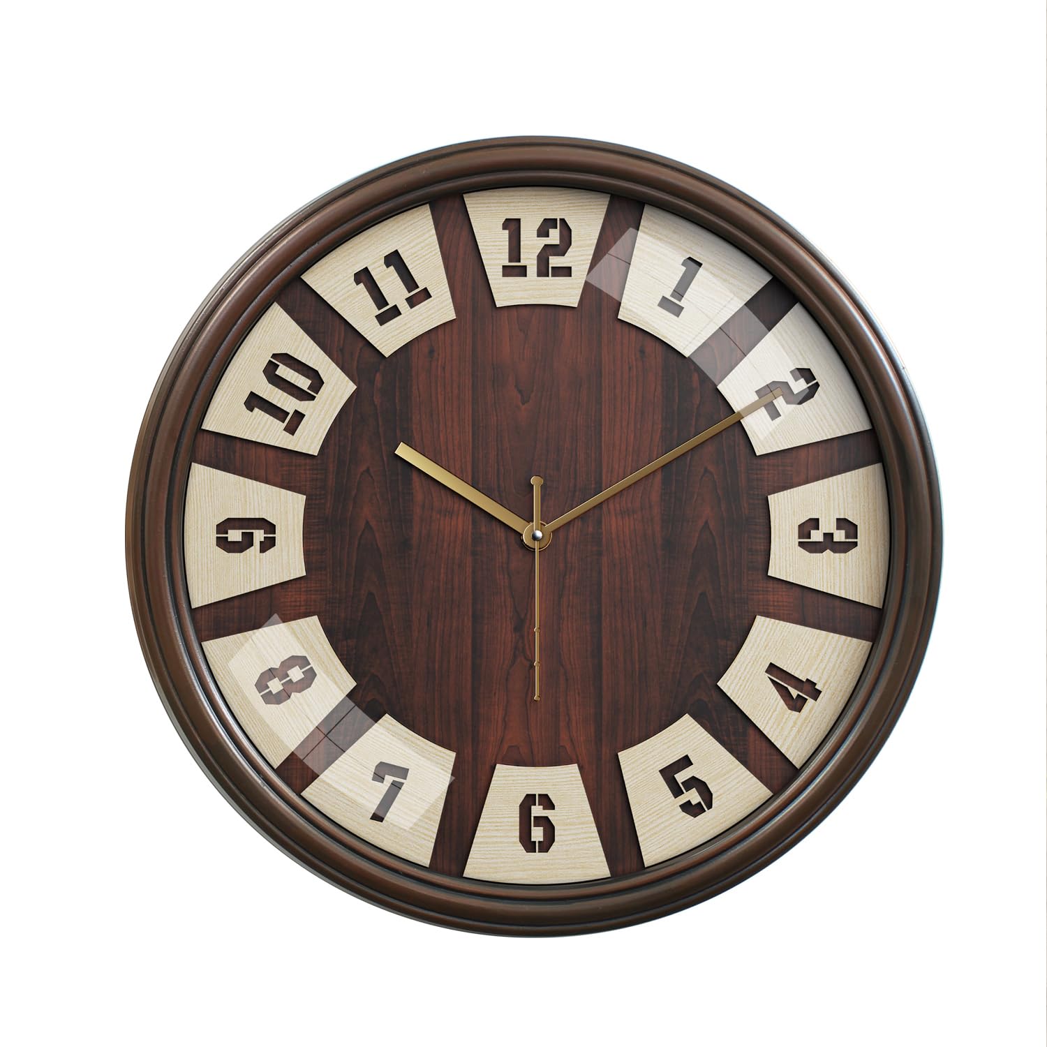 Amazon Brand - Solimo 12-Inch Stylish Numbers Silent Movement Wooden Base Wall Clock (Brown Frame) - Analog-image-28