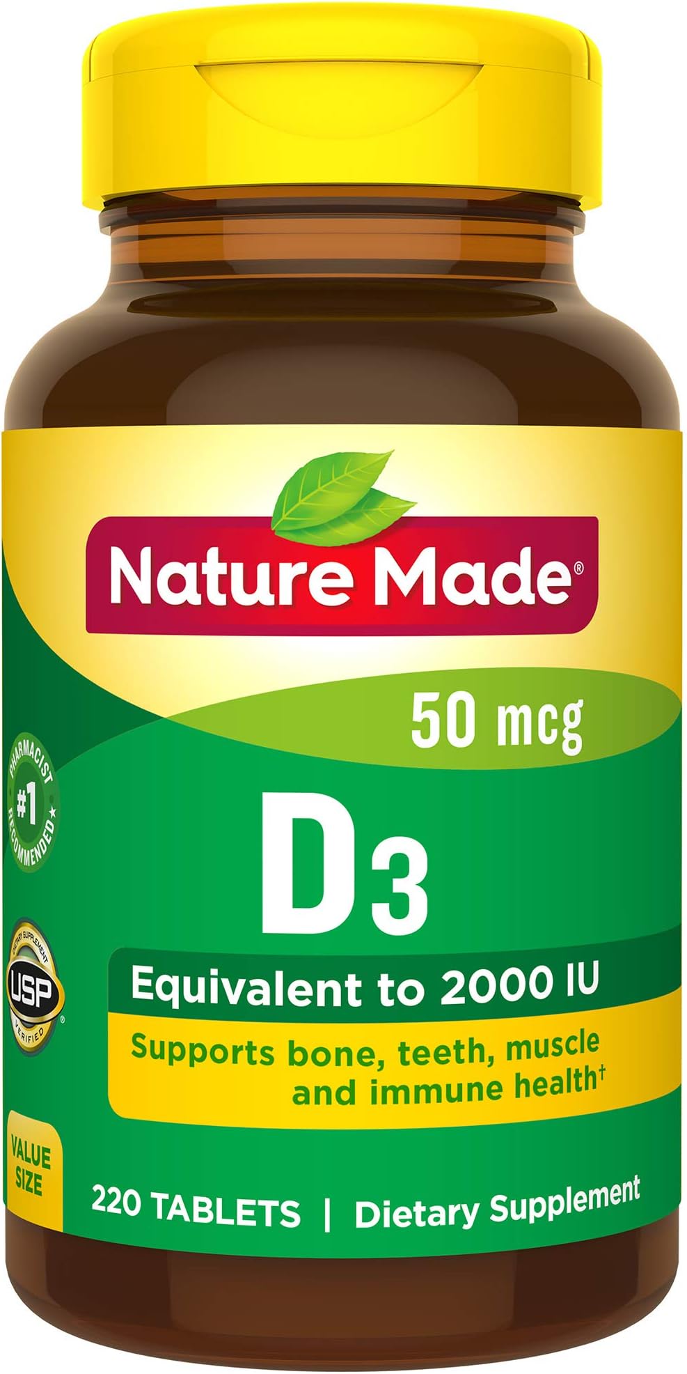 Nature Made Vitamin D3, 2000 IU, 220 Tablets
