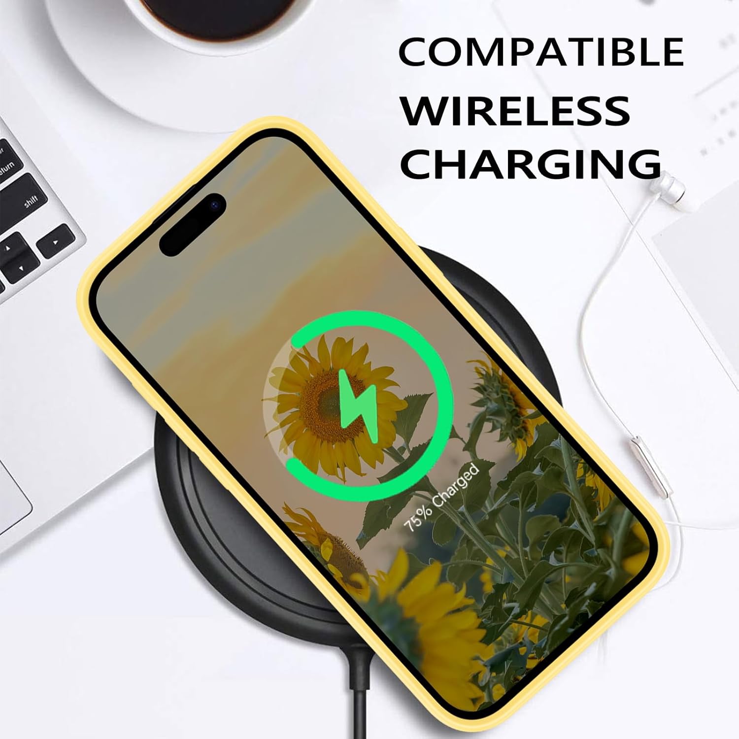 GUAGUA for iPhone 16 Pro Max Silicone Case, Compatible with Magsafe Soft Gel Rubber Slim Microfiber Lining Cushion Texture Cover Shockproof Protective Phone Case for iPhone 16 Pro Max 6.9", Yellow - Image 7