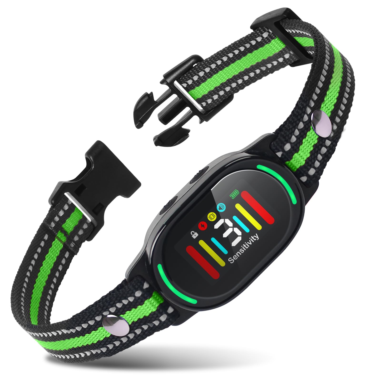 Smart Dog Bark Collar, Anti Barking Training Collar with 2 Training Modes, 4 Adjustable Sensitivity, Waterproof and Magnetic Charging, No Bark Collars for Large Medium Small Dogs (Green)