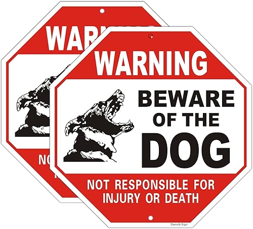 Señales de advertencia octágono para valla (2 unidades) de 12 x 12 pulgadas, letrero de advertencia octágono libre de óxido, letrero de metal de